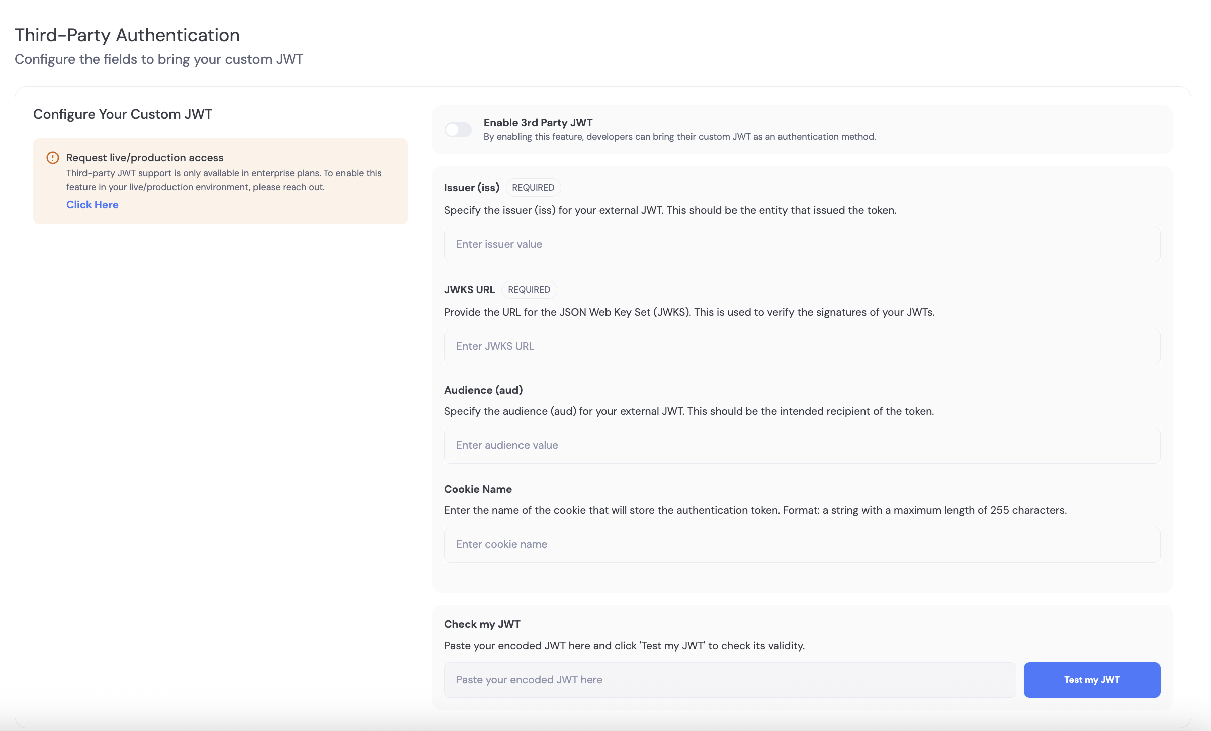 External Authentication Page