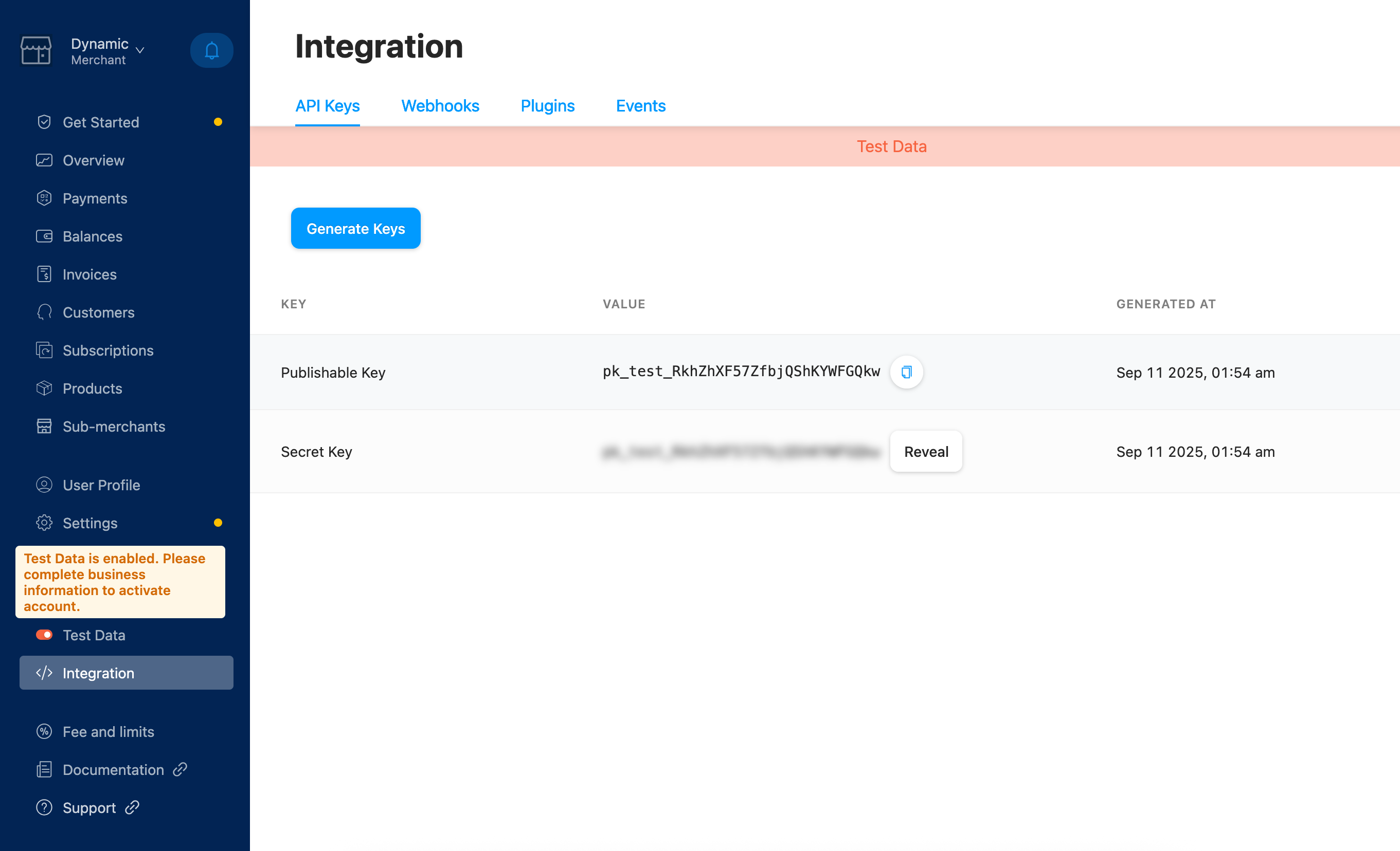 Crypto.com Merchant Dashboard