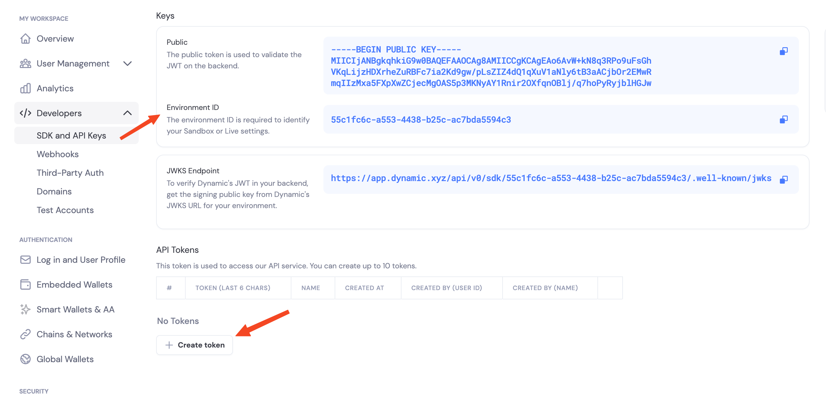 Environment ID and API Token
