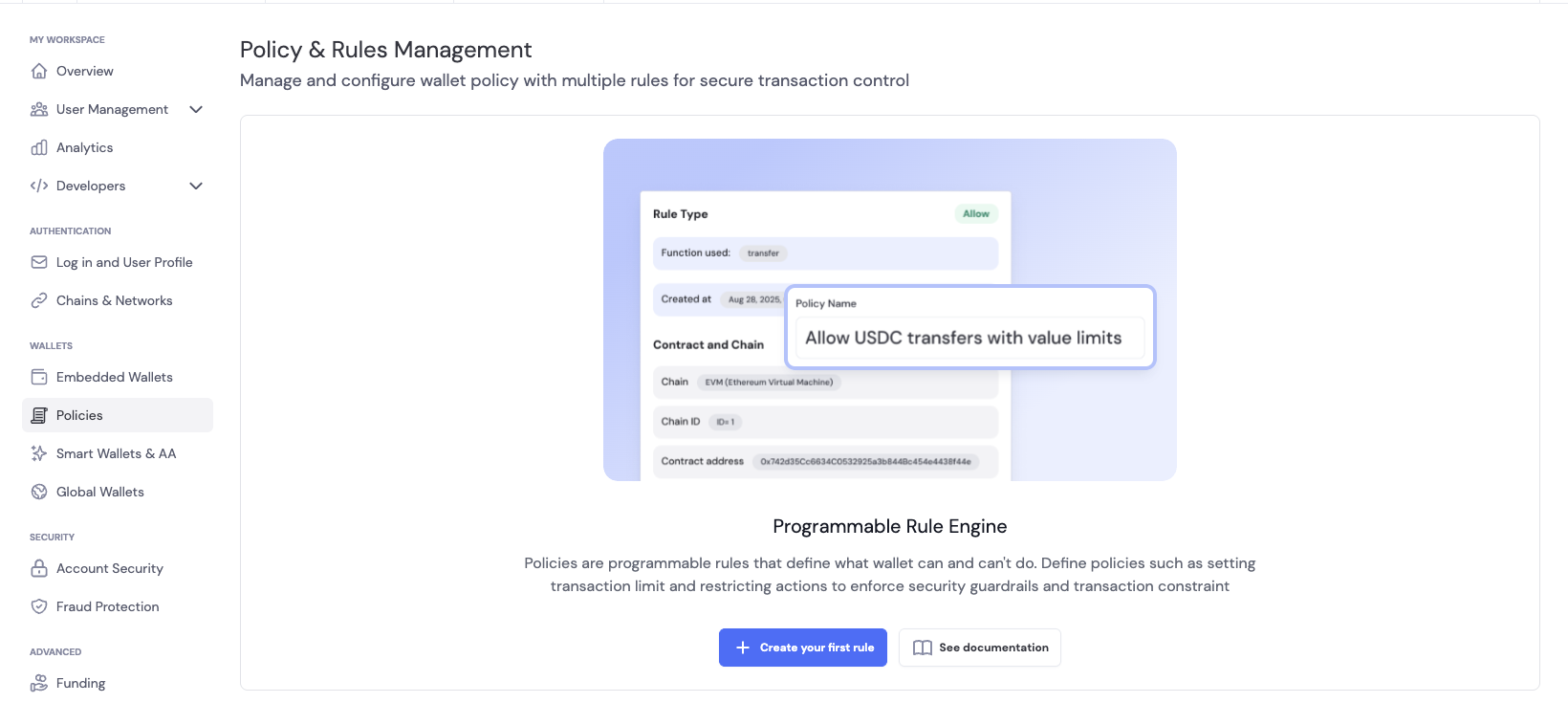 Policies Setup Screenshot