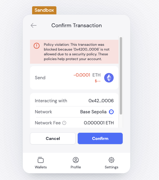 Policies Setup Screenshot