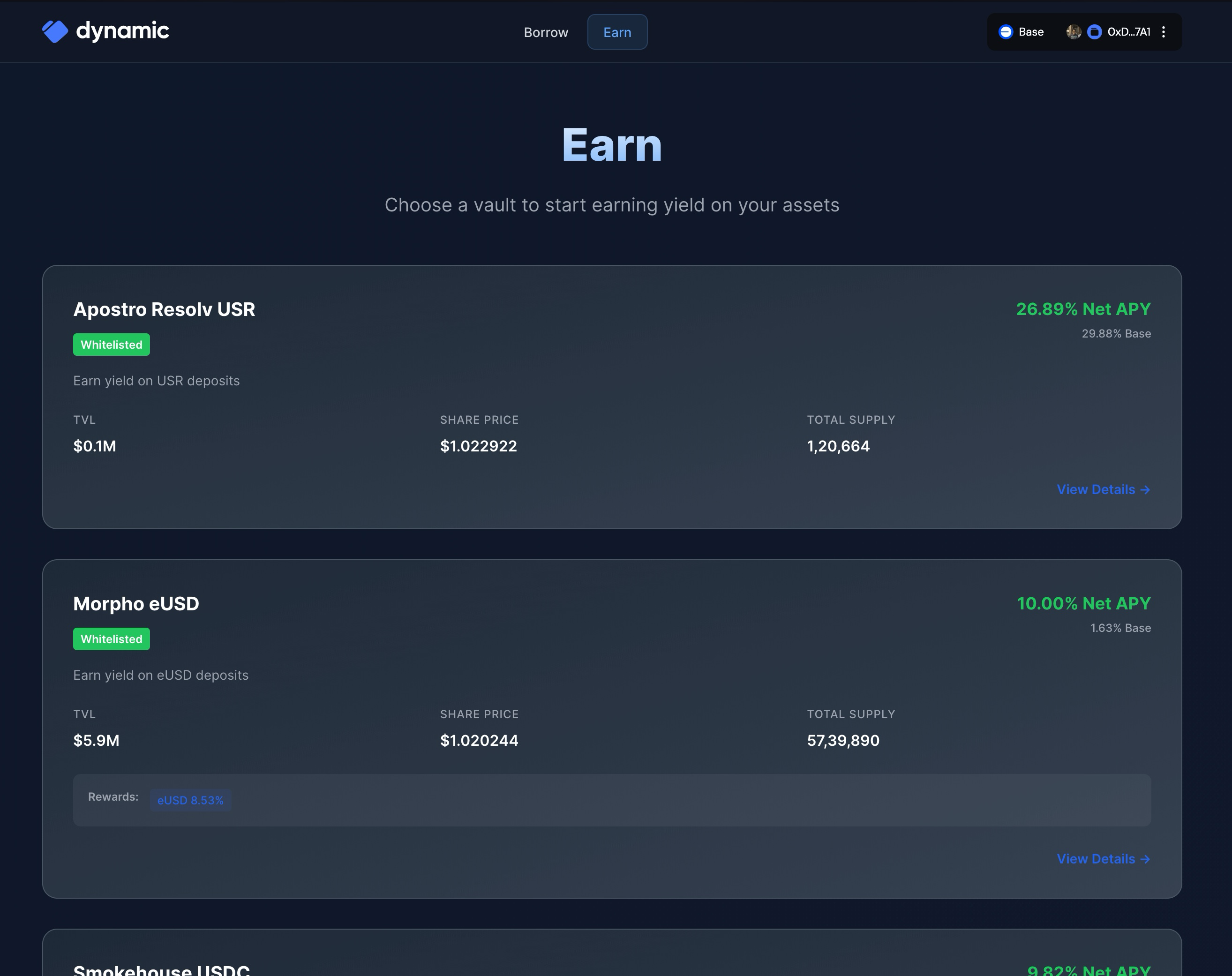 Morpho Vaults List Page