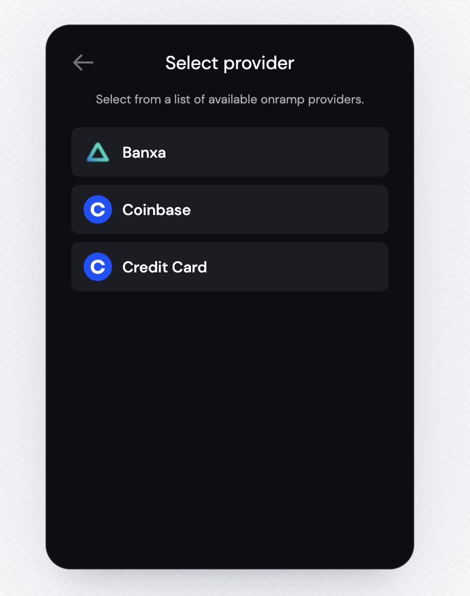 Coinbase Onramp Credit Card