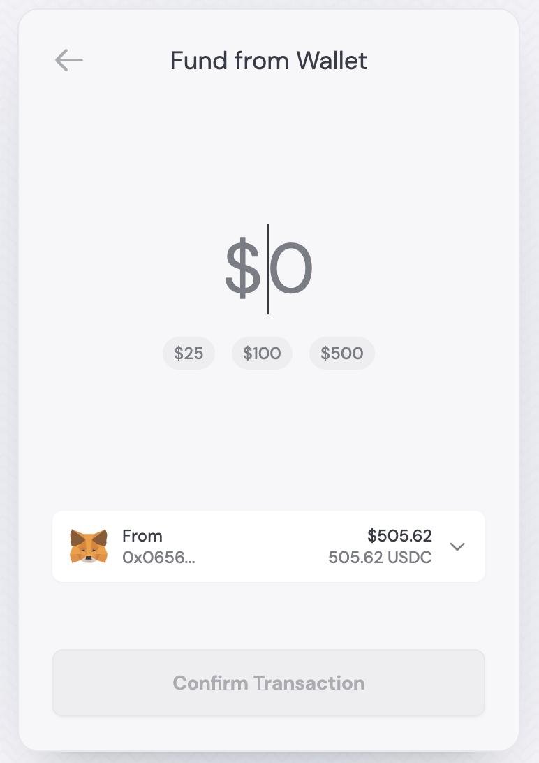 Fund from External Wallet