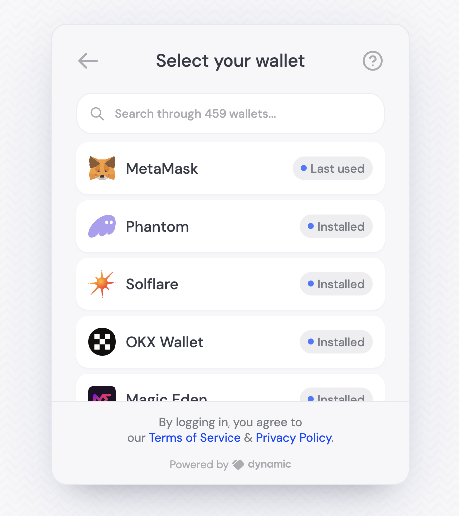Select your wallet