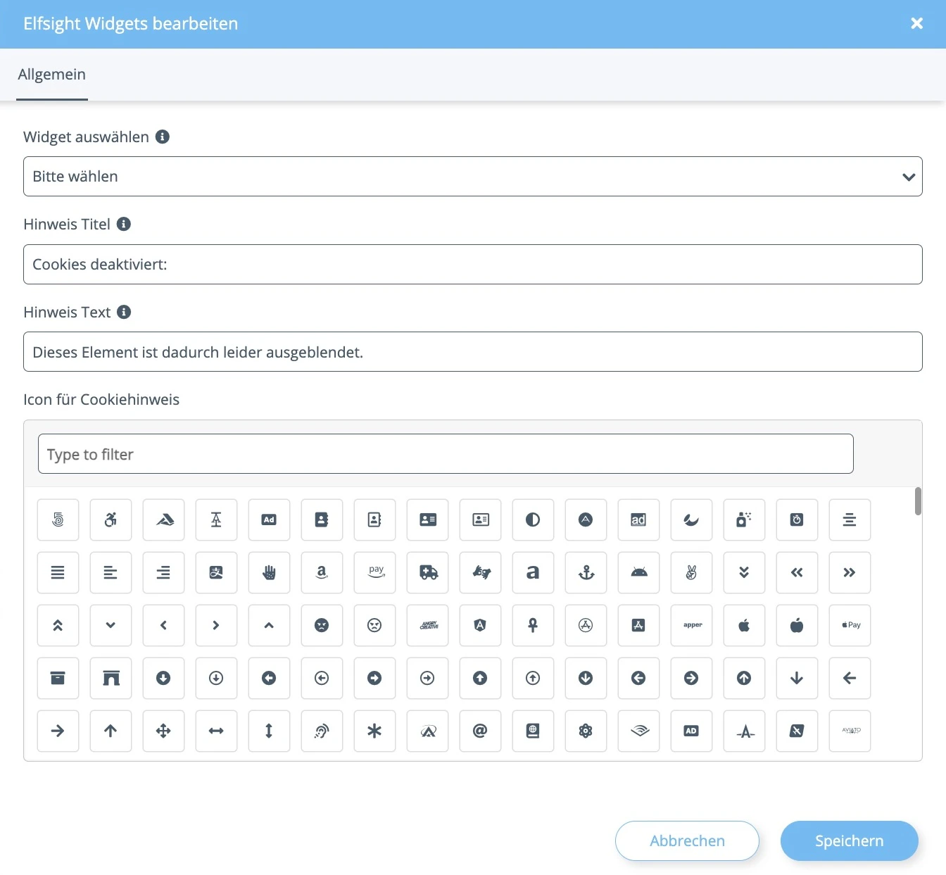 Elfsight Widgets bearbeiten