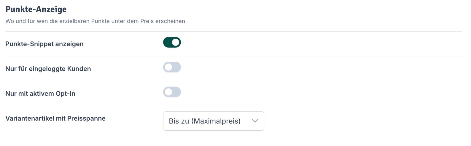 Punkte-Anzeige Einstellungen