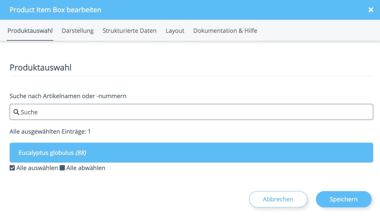 Produktauswahl