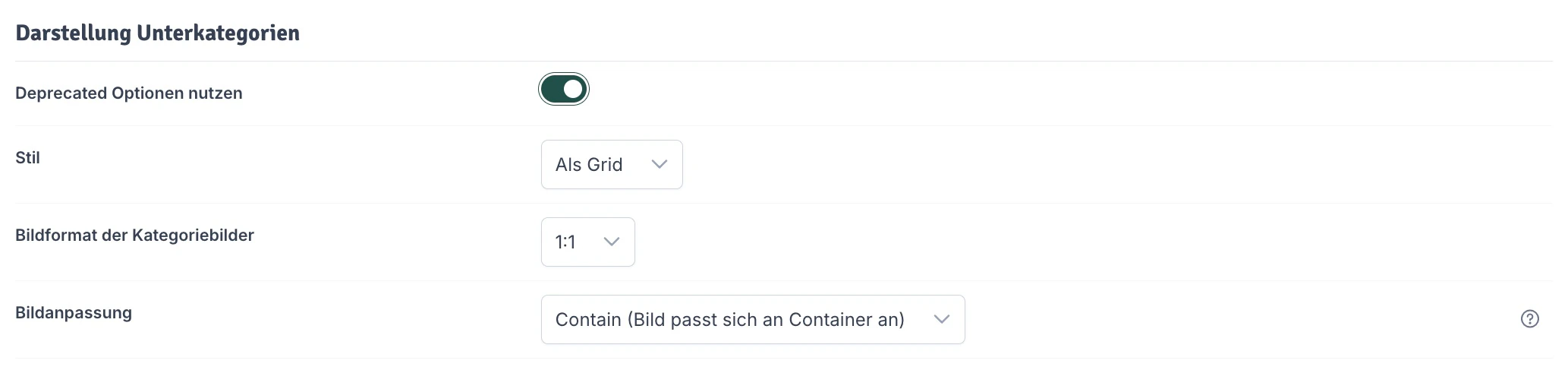 Deprecated Optionen aktiviert