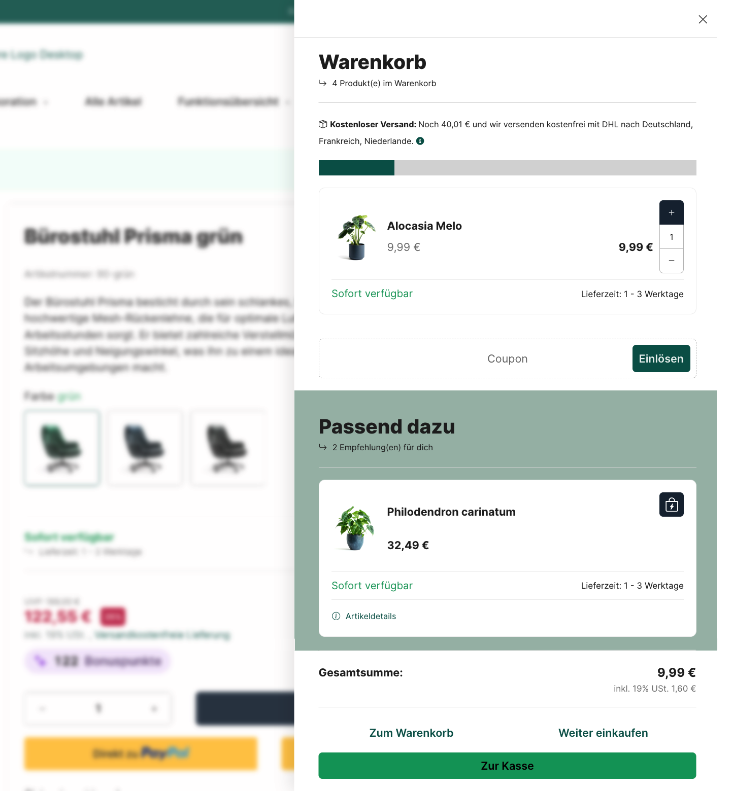 Passend dazu mit eigener Hintergrundfläche