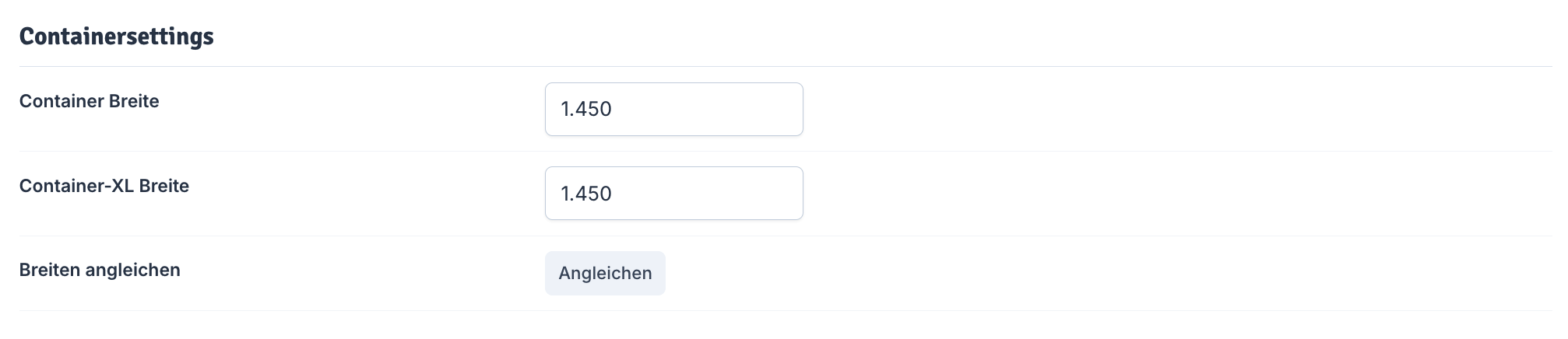 Container Settings