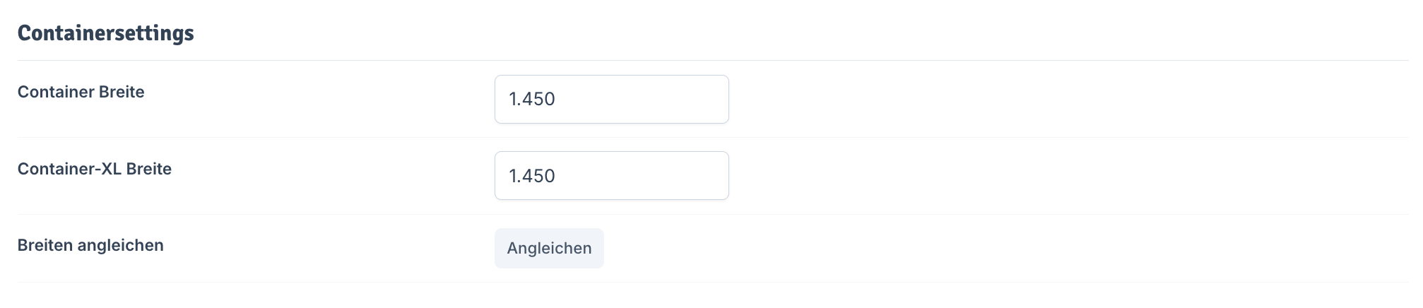 Container Settings