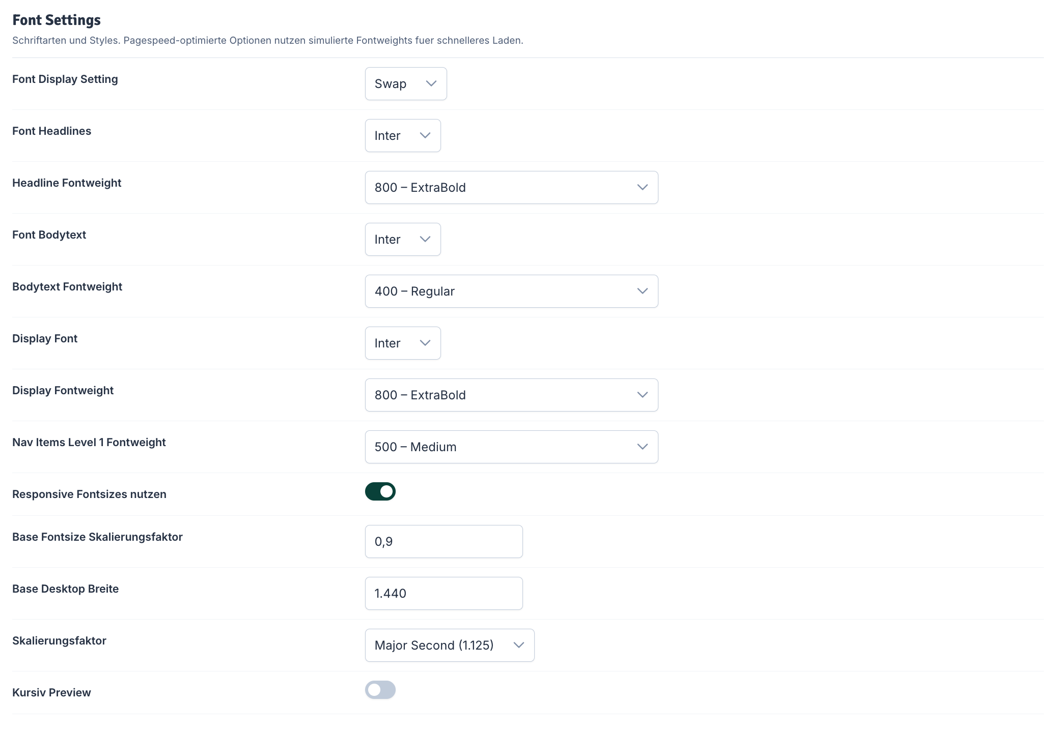 Font Settings