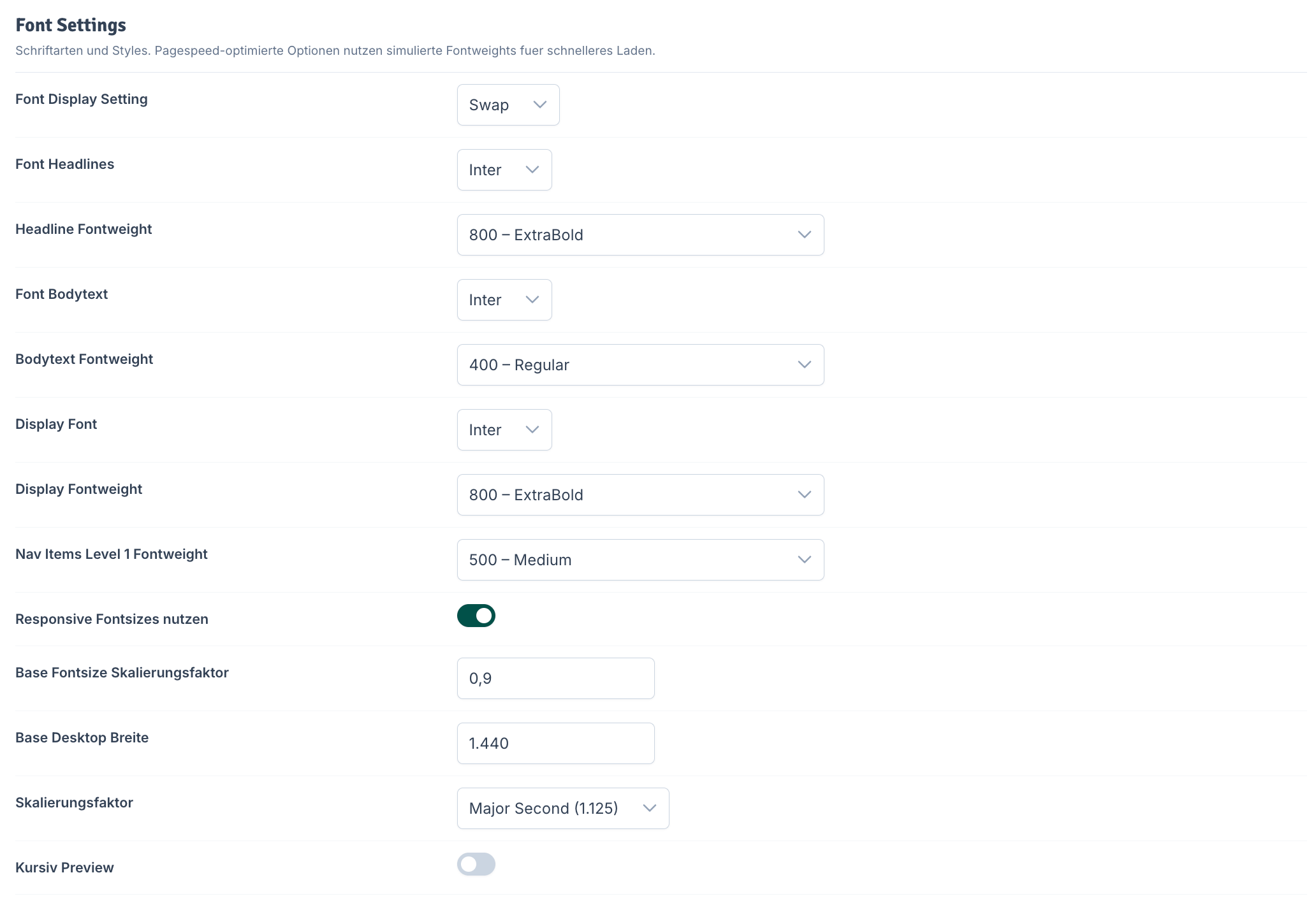 Font Settings