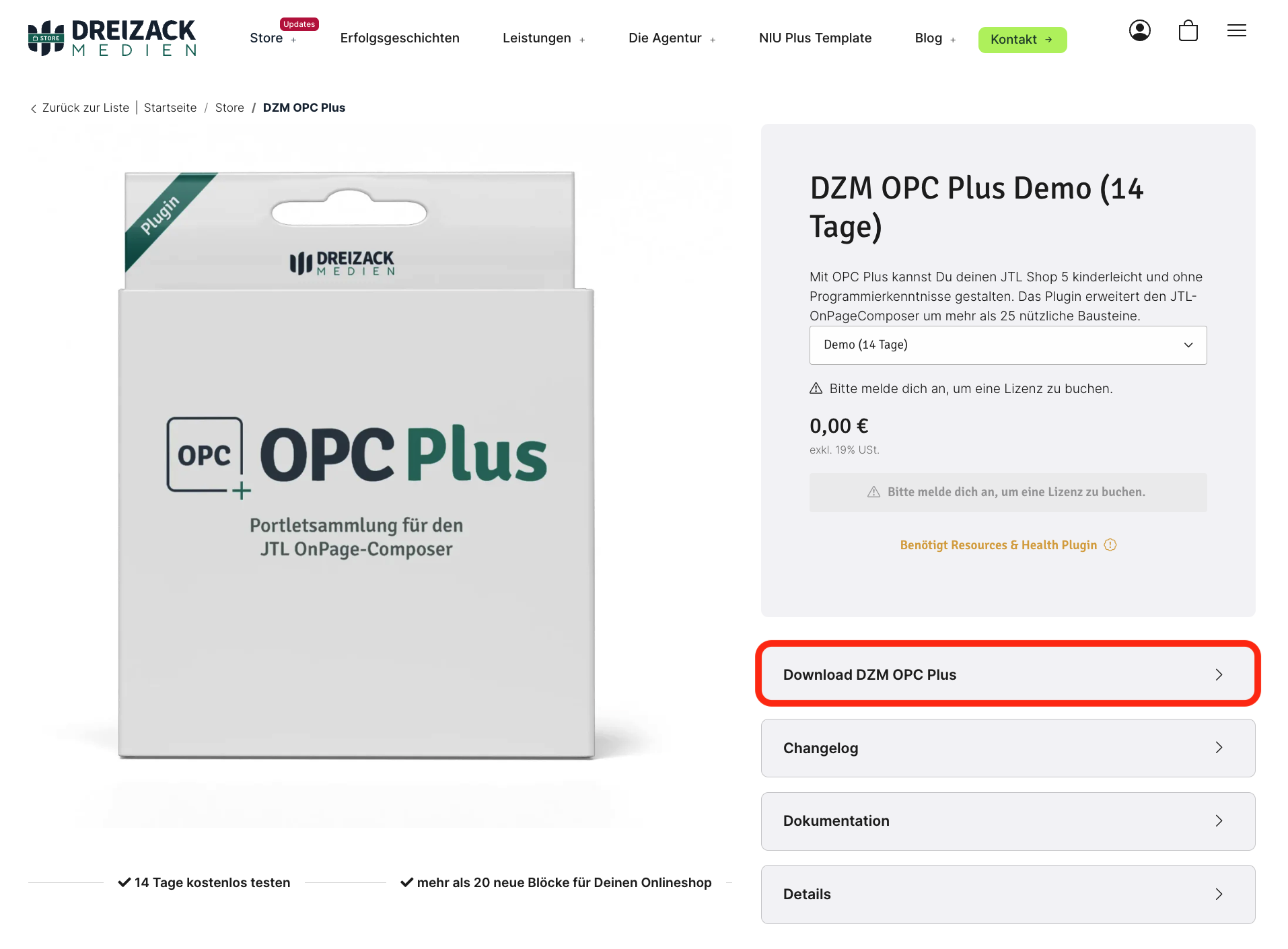 Download am Produkt im Store