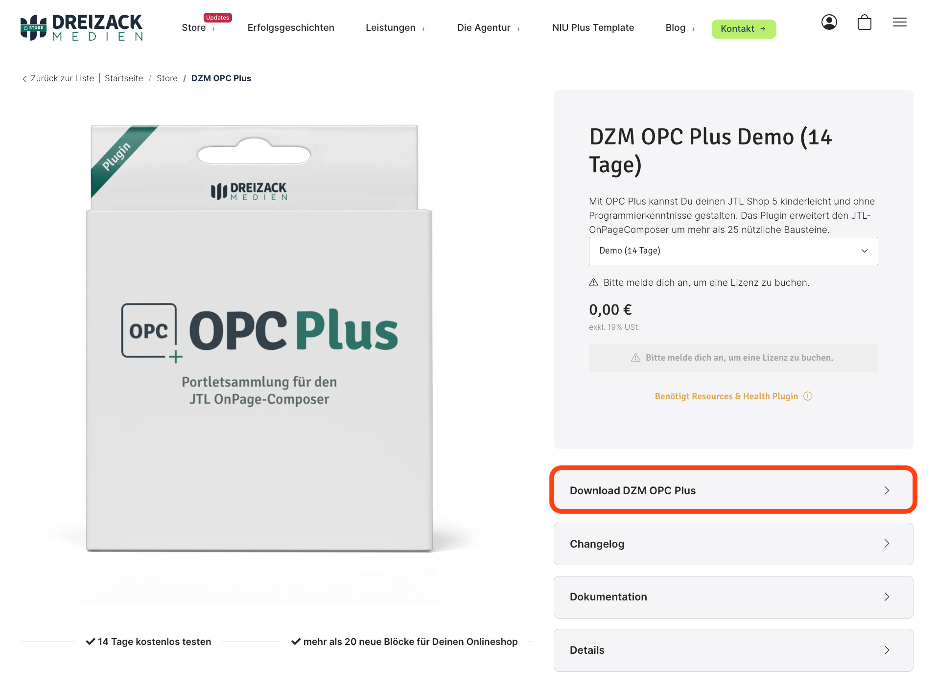 Download am Produkt im Store