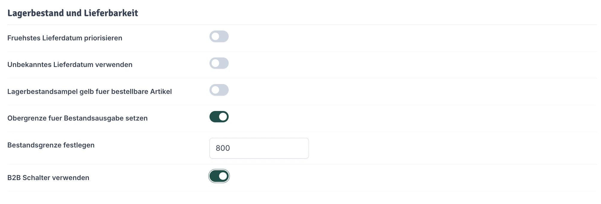 Lagerbestand und Lieferbarkeit