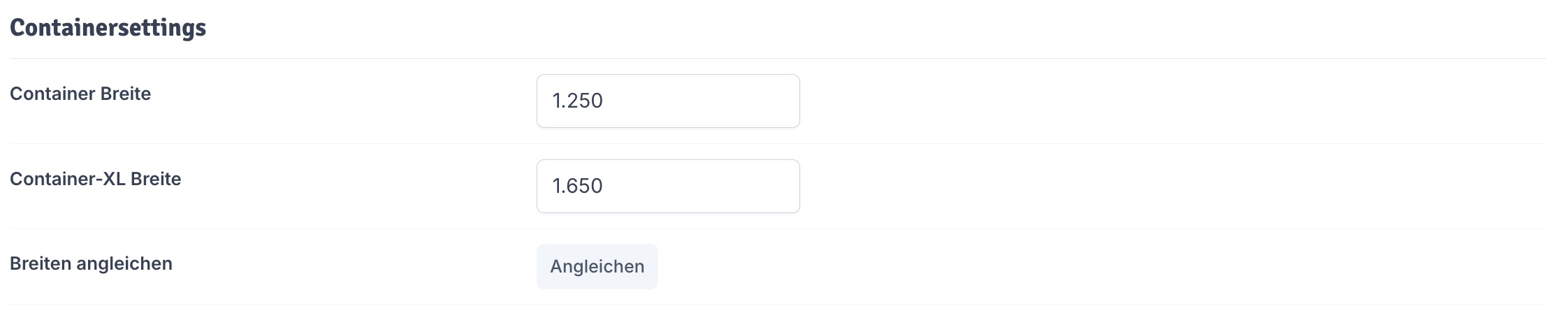 Container Settings