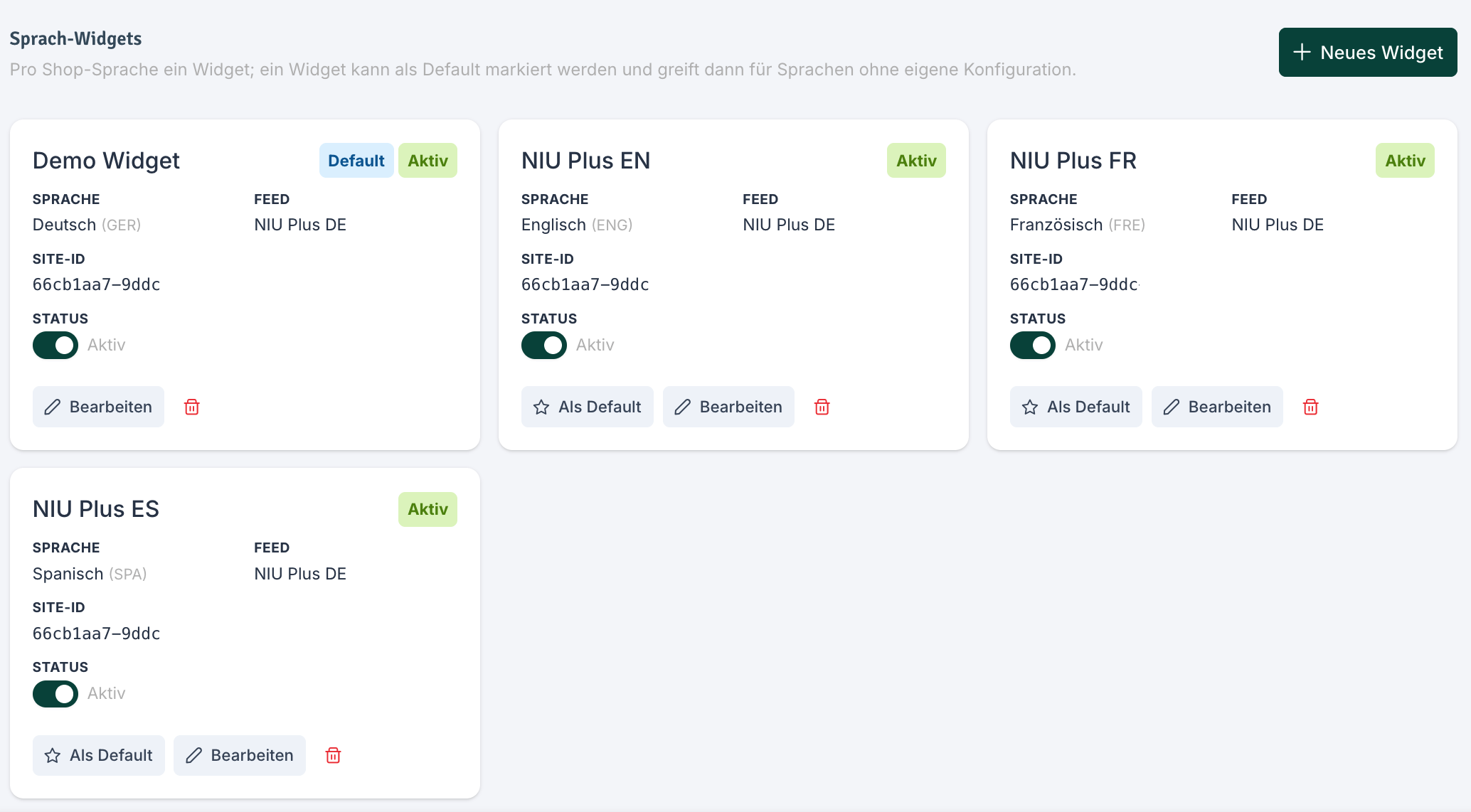 Sprach-Widgets