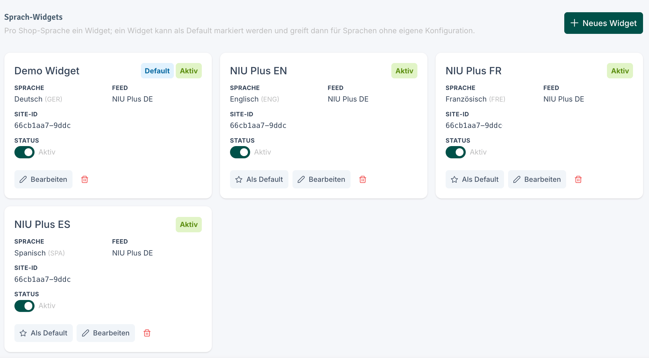 Sprach-Widgets