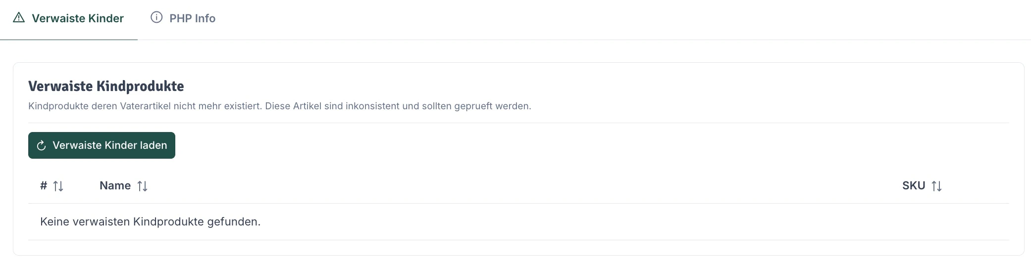 Verwaiste Kindartikel