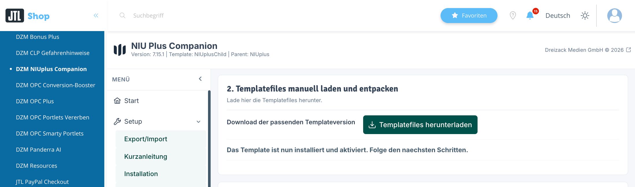Template Files laden