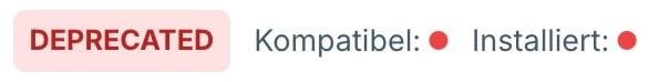Plugin mit DEPRECATED-Badge
