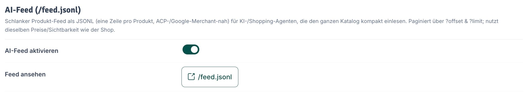 AI-Feed Einstellungen