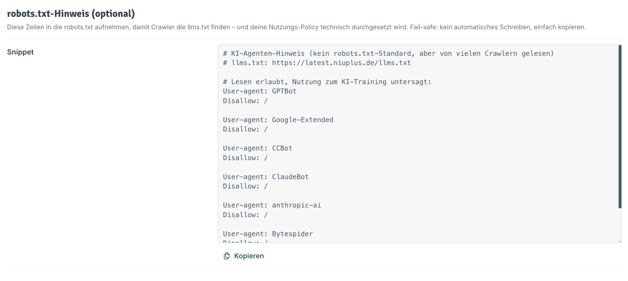 robots.txt-Hinweise