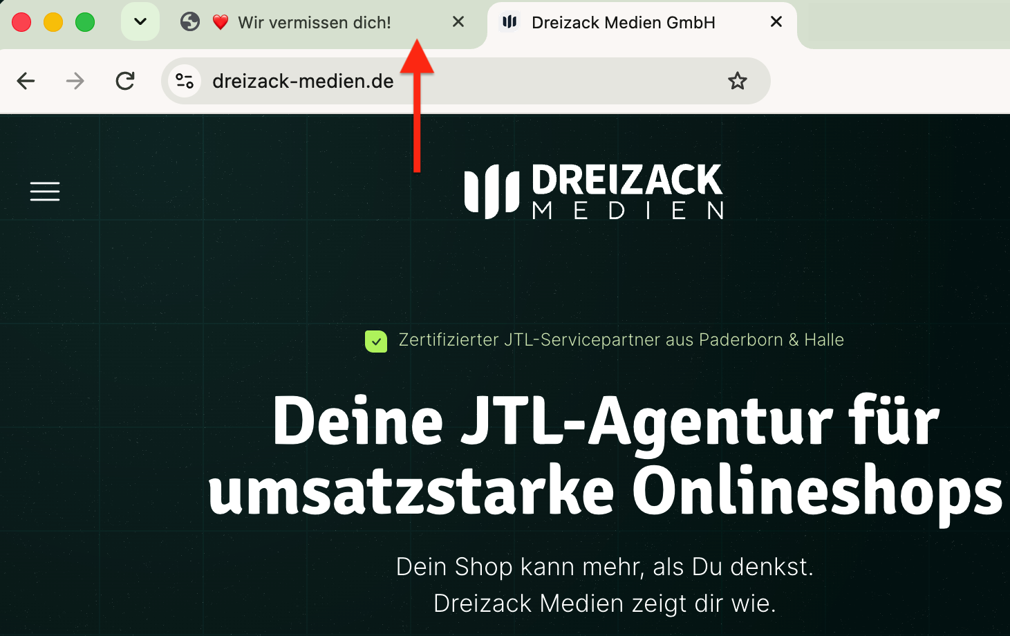 Tab-Away-Nachricht