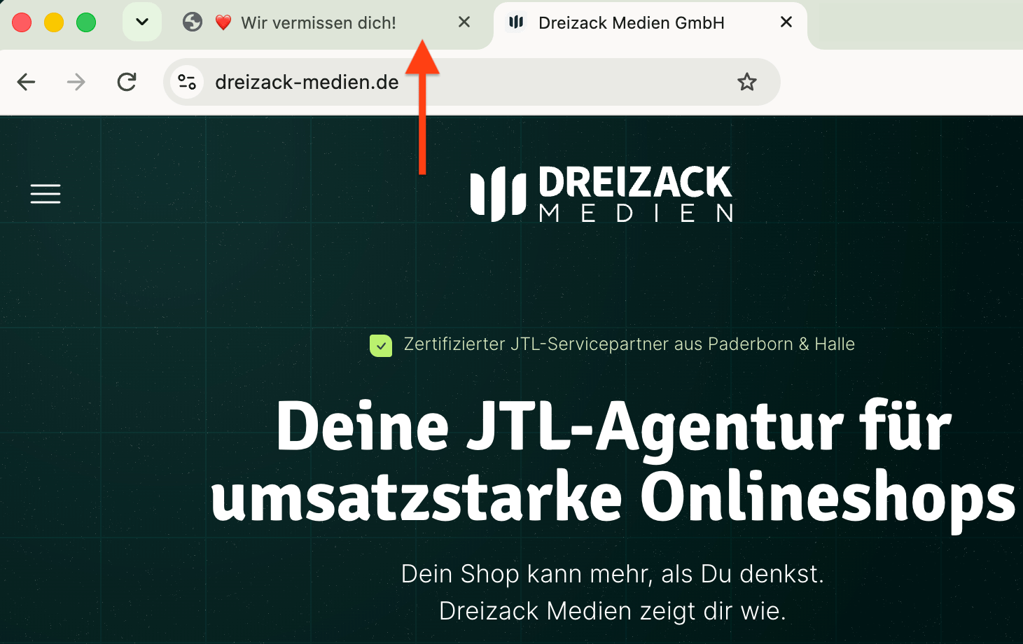 Tab-Away-Nachricht