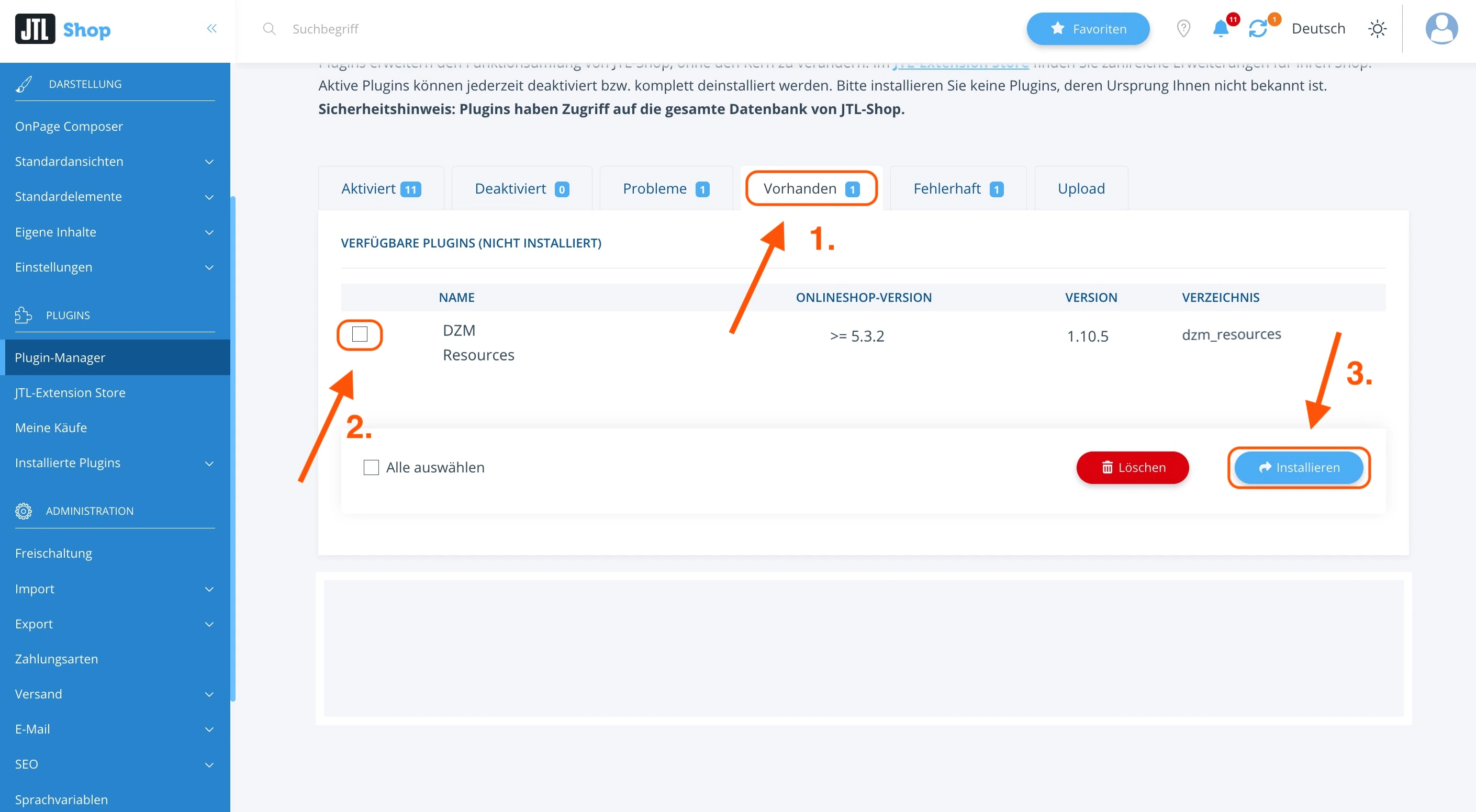 Plugin installiert