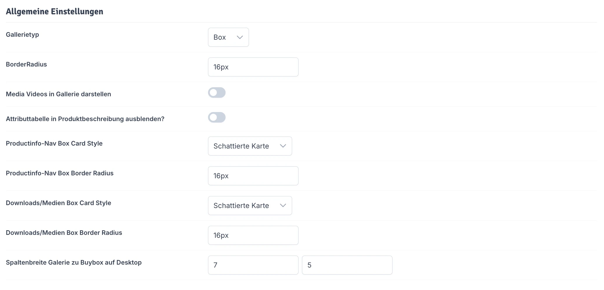 Allgemeine Einstellungen