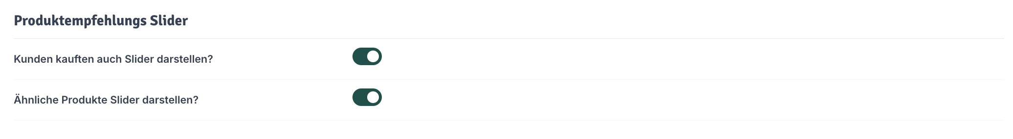 Produktempfehlungs Slider