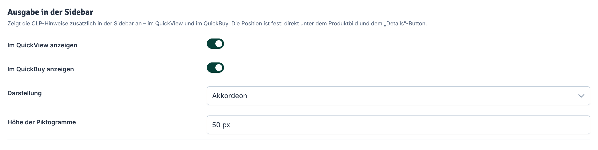 Ausgabe in der Sidebar
