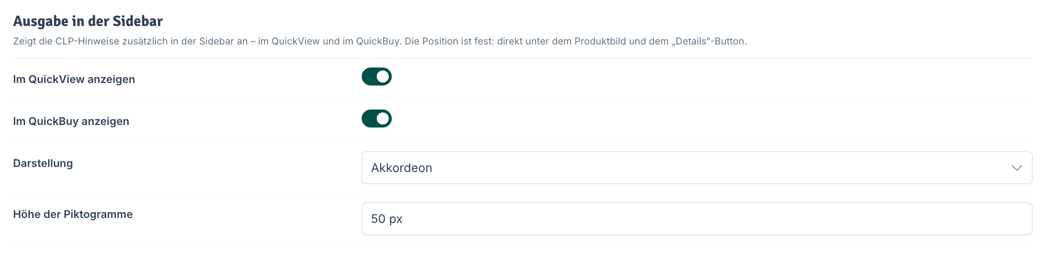 Ausgabe in der Sidebar