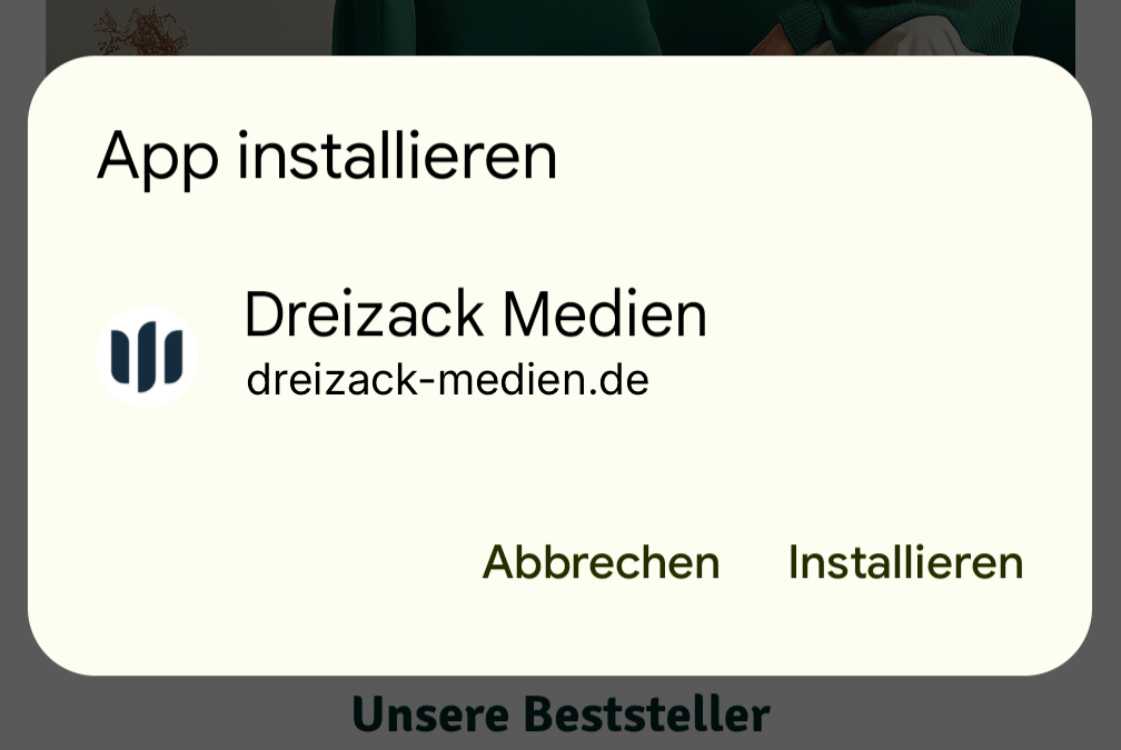 Installationsdialog – App installieren