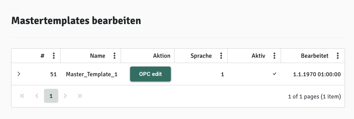 Mastertemplates Übersicht