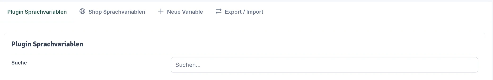 Plugin Sprachvariablen