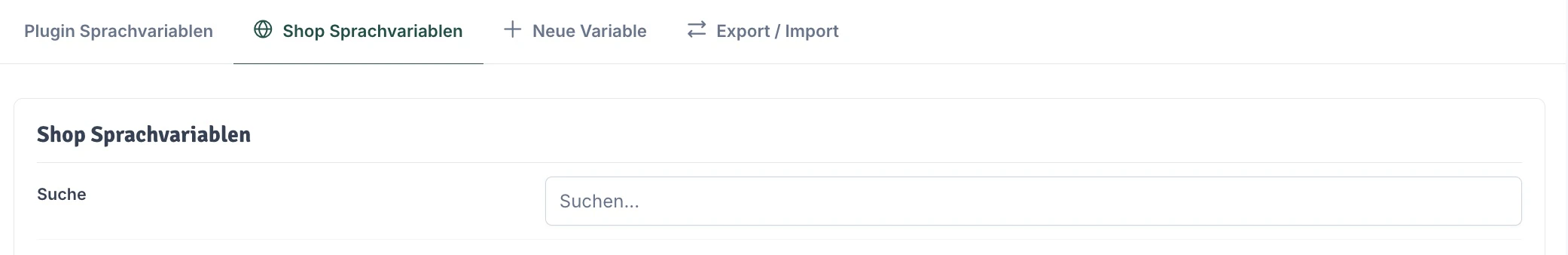 Shop Sprachvariablen