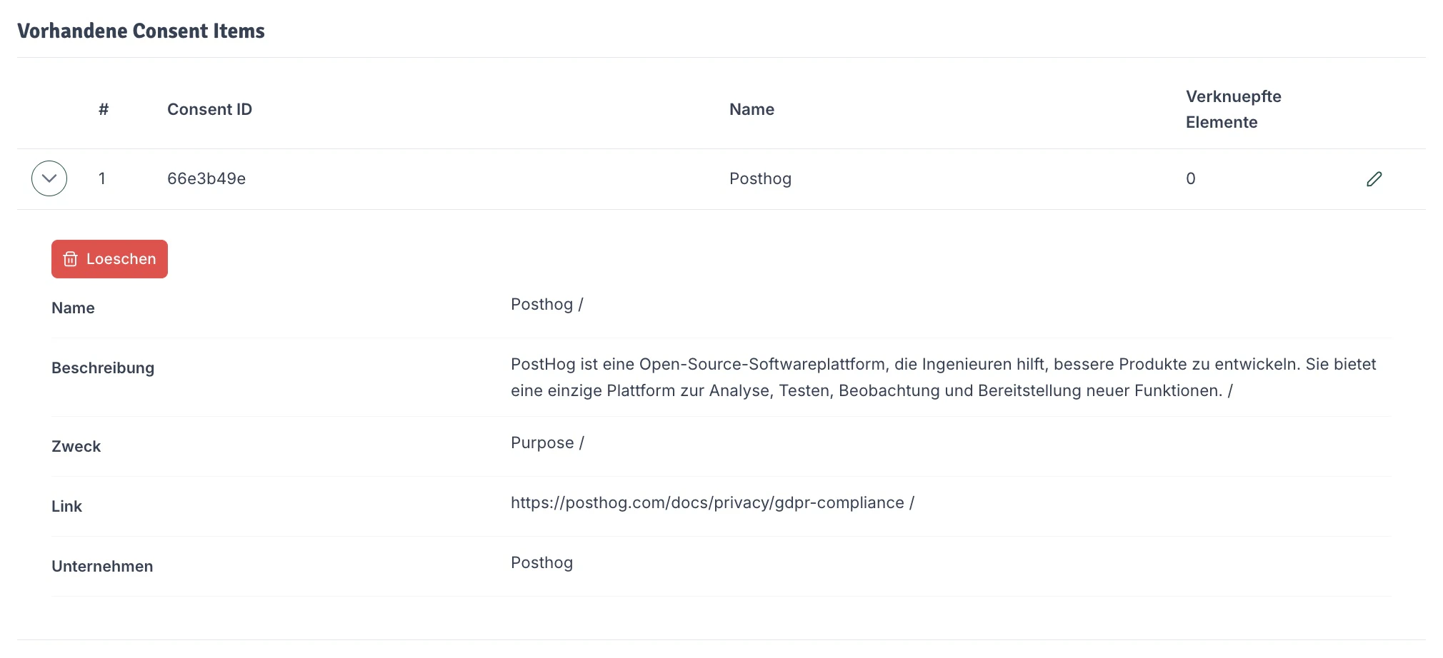 Consent-Item-Verwaltung