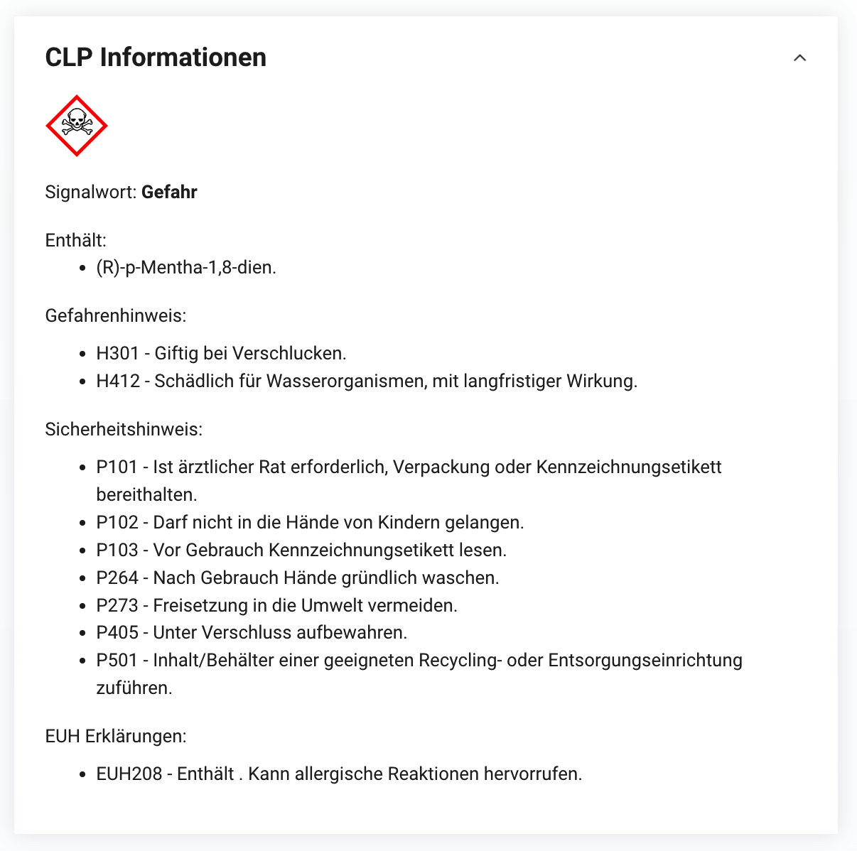 CLP Informationen geöffnet