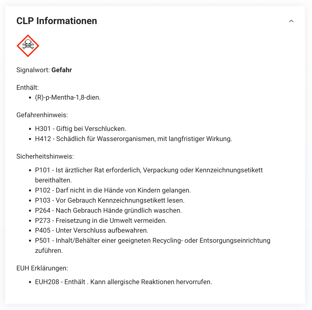 CLP Informationen geöffnet