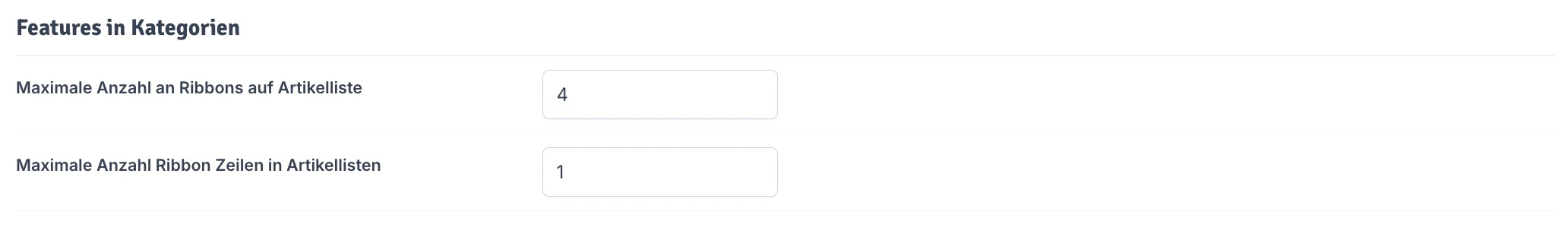 Features in Kategorien