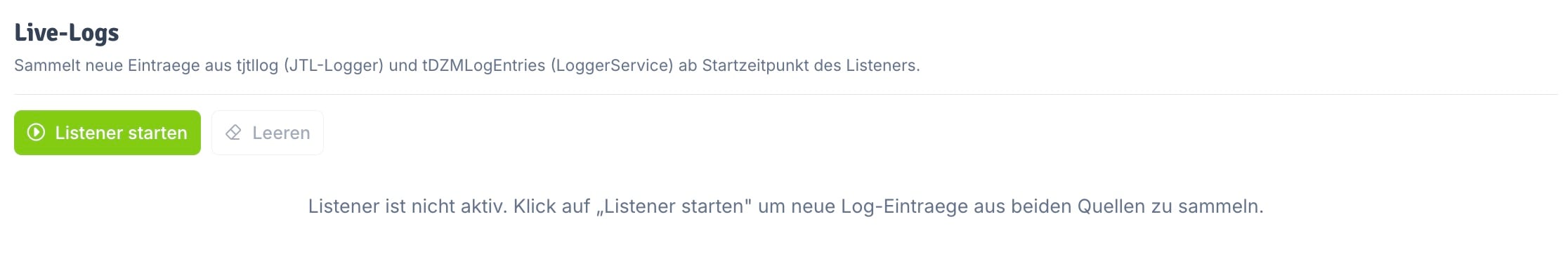 Live-Logs Ansicht