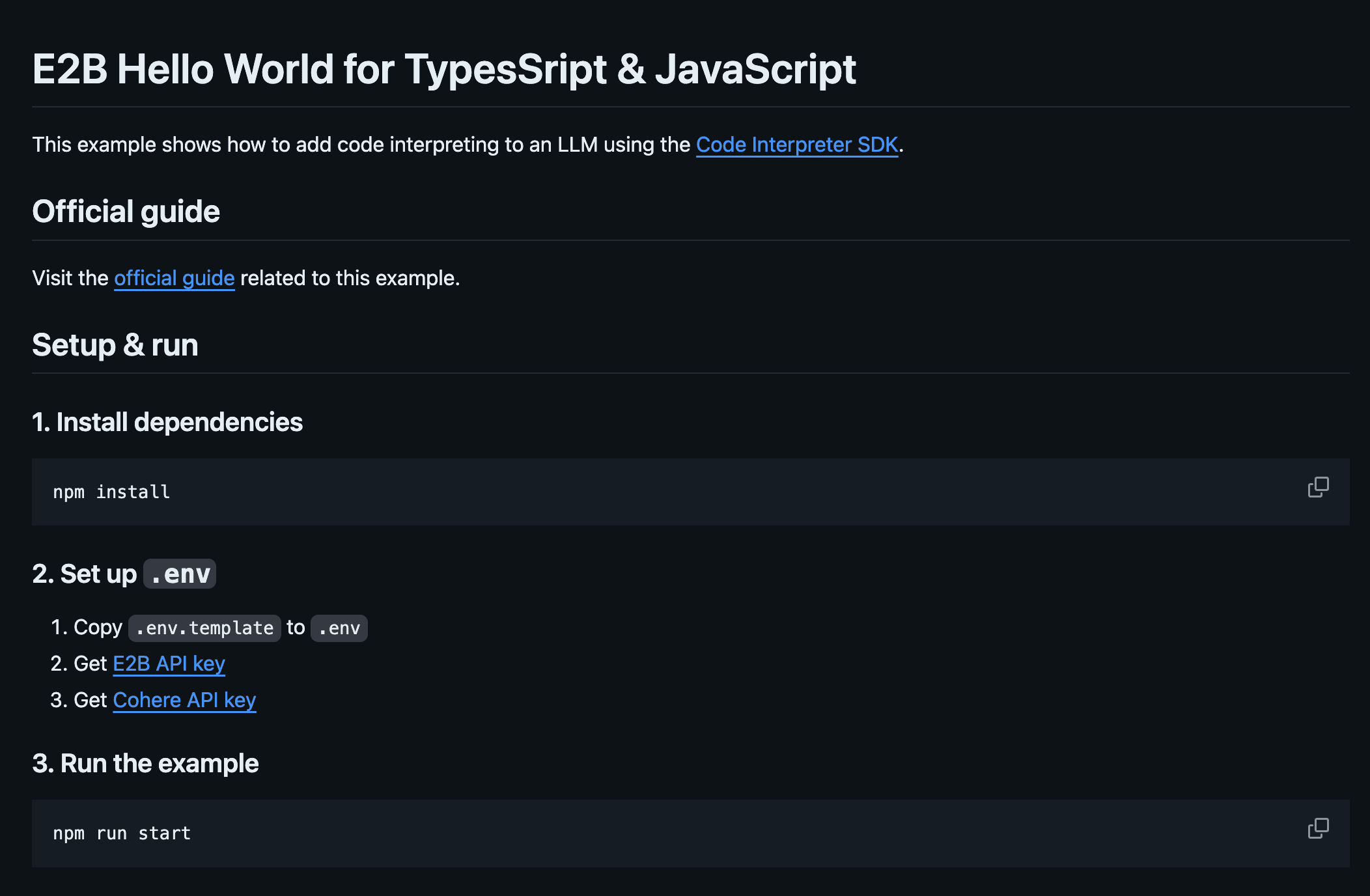 Hello world examples