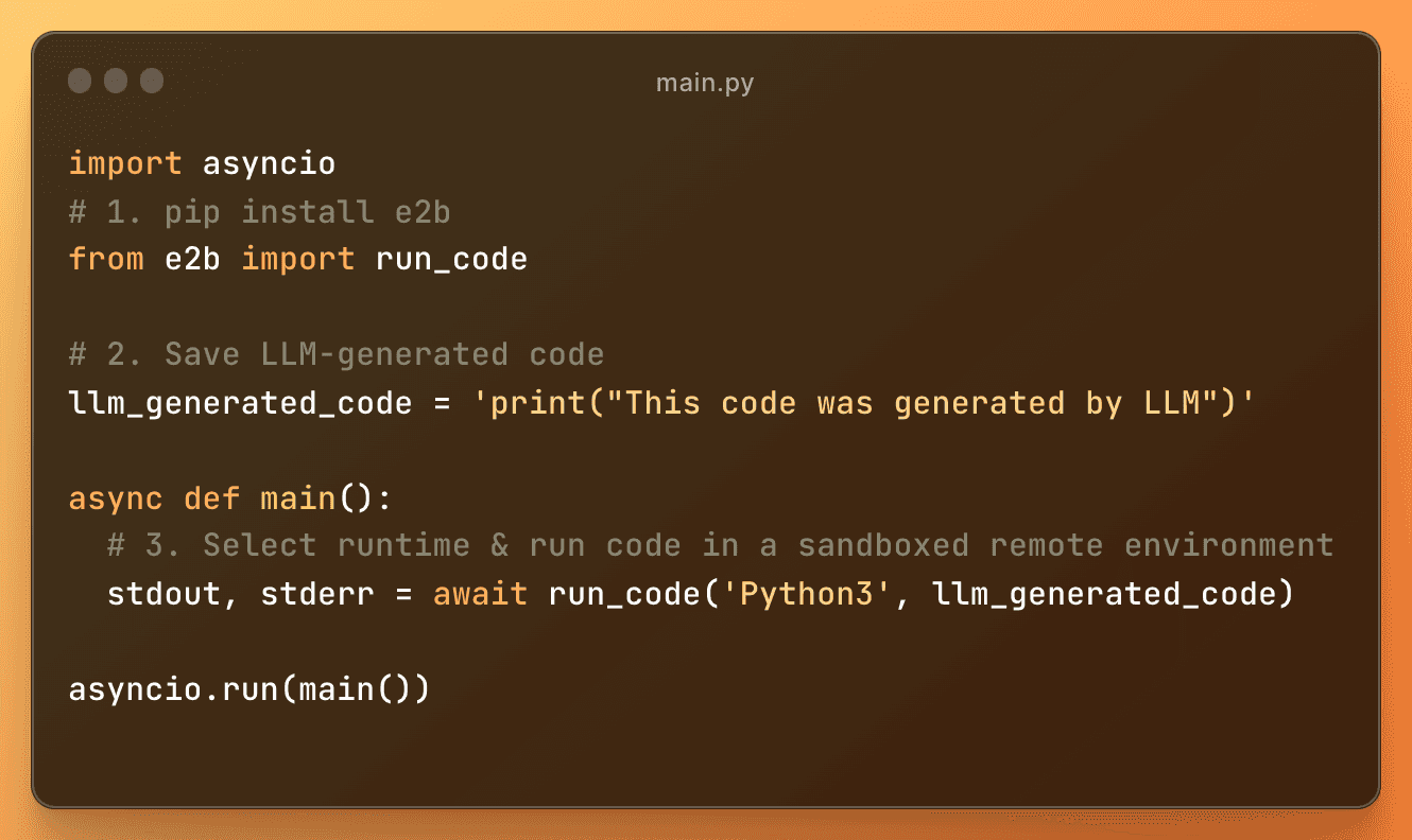 A way to run LLM-generated code in sandboxed environments