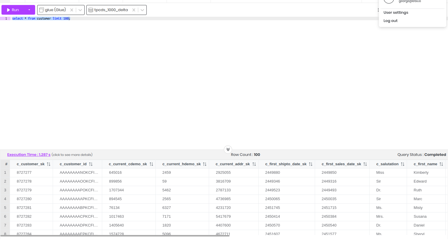 Query results on customer not filtered for user George