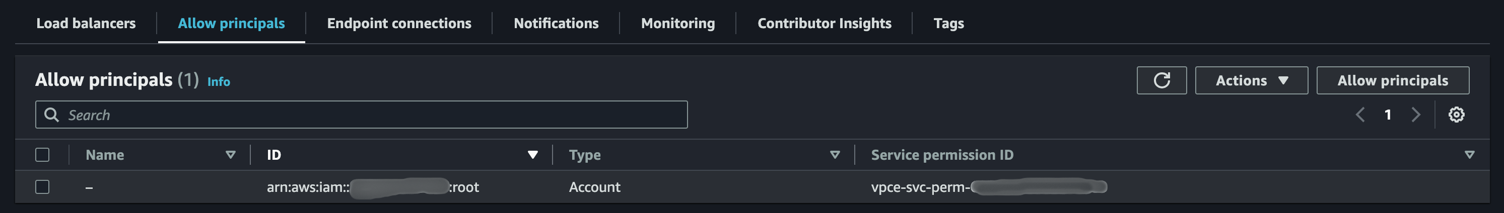 Adding the e6data account as an allowed principal on the endpoint service