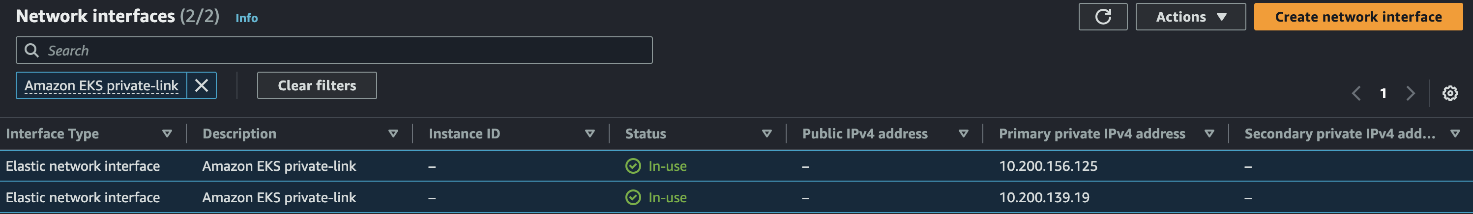 Registering the EKS cluster network interface IPs as targets on port 443